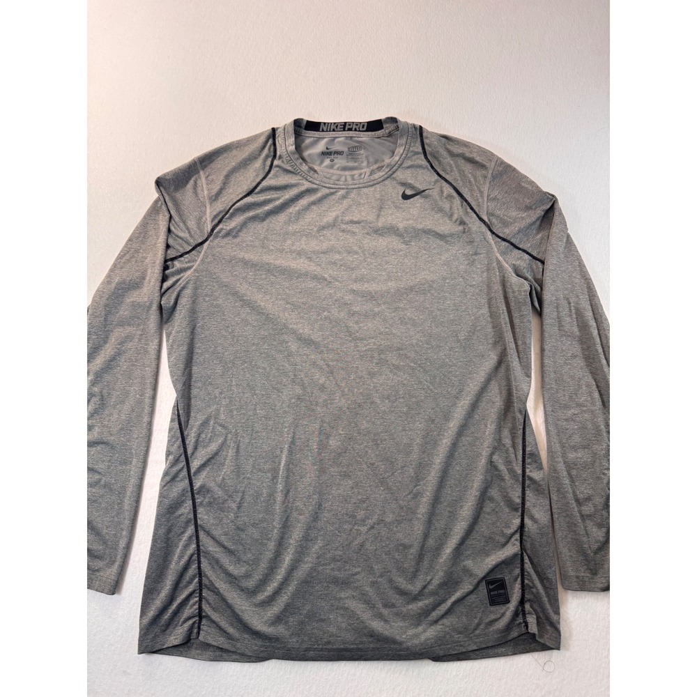 Nike Pro Dri-FIT Fitted Long Sleeve Shirt Mens XL Grey Heather Training Top
